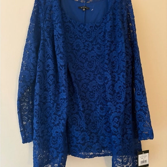 Marina Royal Blue Lace 2-Piece Jacket & Tank Top Set Plus Size 16W NWT - Picture 1 of 4